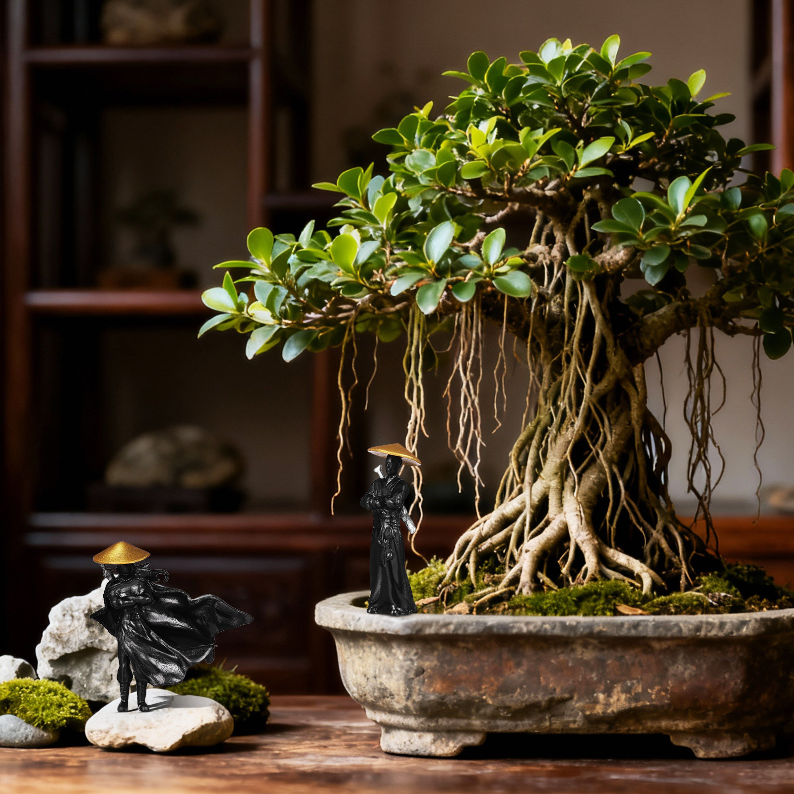 Bonsai Garden Desk - 2Pcs Plastic Miniature Ornaments Exquisite Micro