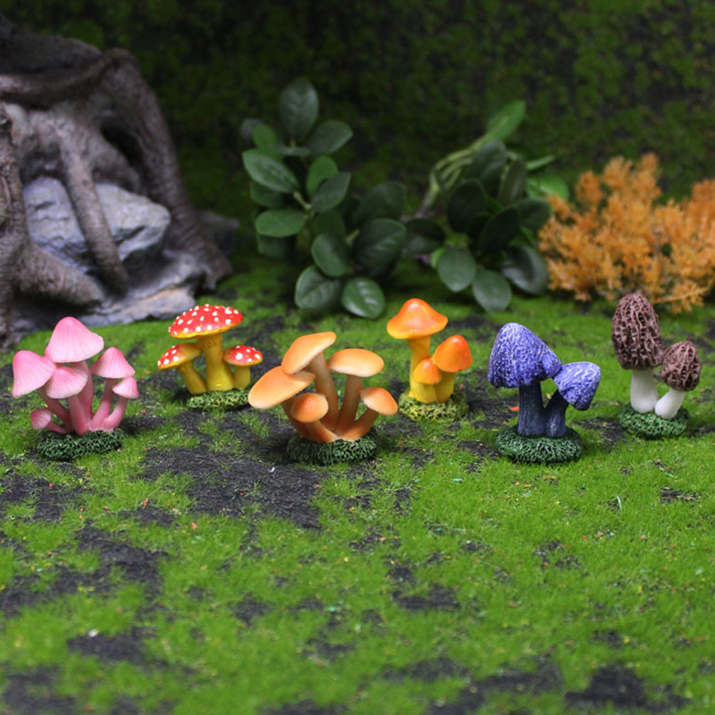 6Pcs Mushroom Garden Decor Res - Bonsai Garden Desk reseña y precio