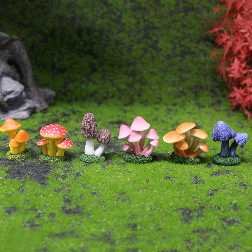 6Pcs Mushroom Garden Decor Res - Bonsai Garden Desk reseña y precio