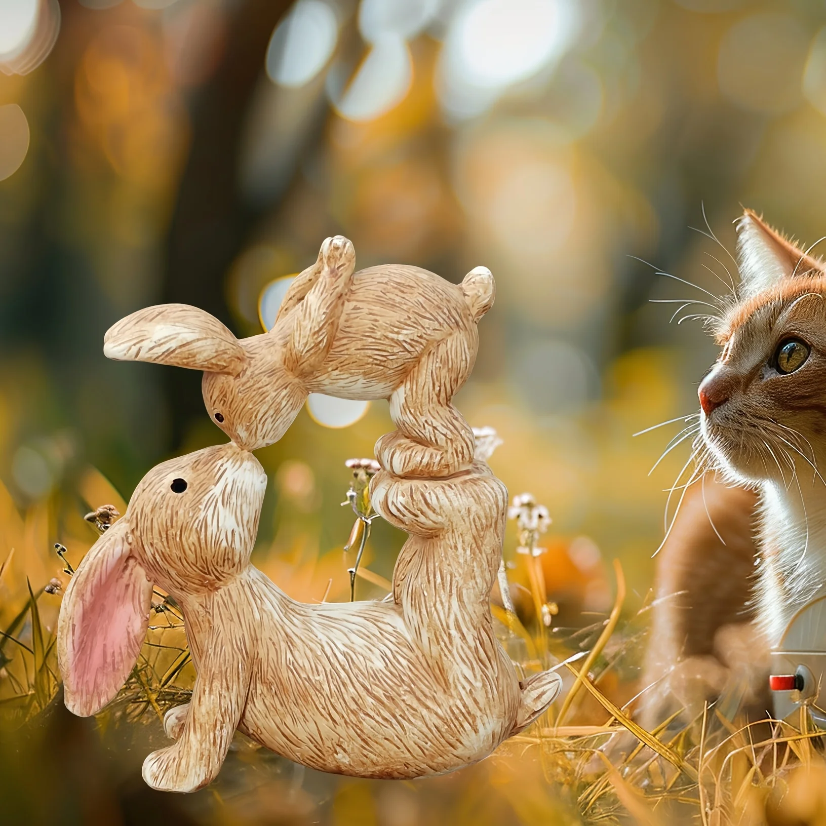 Garden Resin Kissing Bunny Sta - Bonsai Garden Desk reseña y precio